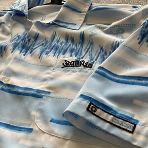 Vintage Southpole‎ Y2K Button Up Shirt Men's Large All Over Hip Hop Blue